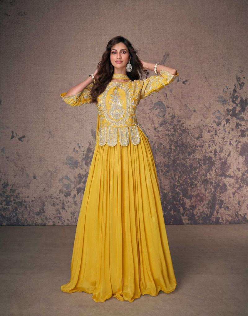 Sayuri Designer Aroma Chinon Silk Embroidered Designer Wedding Wear Dress Collection