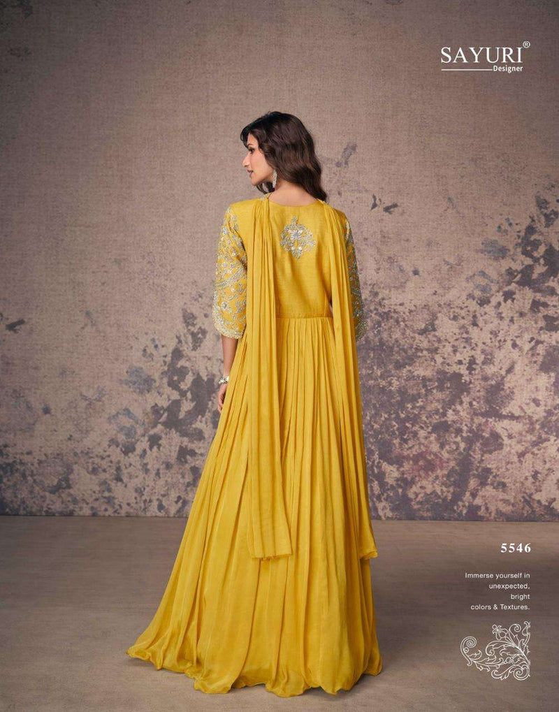 Sayuri Designer Aroma Chinon Silk Embroidered Designer Wedding Wear Dress Collection
