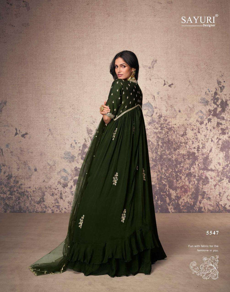 Sayuri Designer Aroma Chinon Silk Embroidered Designer Wedding Wear Dress Collection
