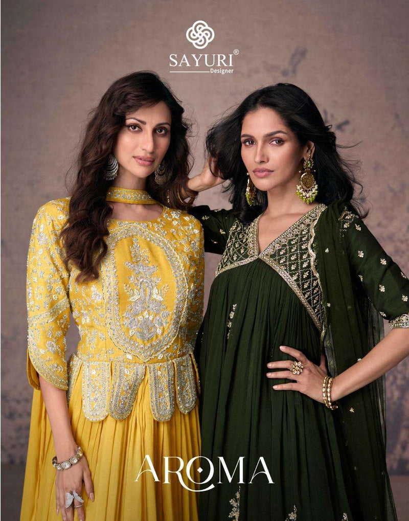 Sayuri Designer Aroma Chinon Silk Embroidered Designer Wedding Wear Dress Collection
