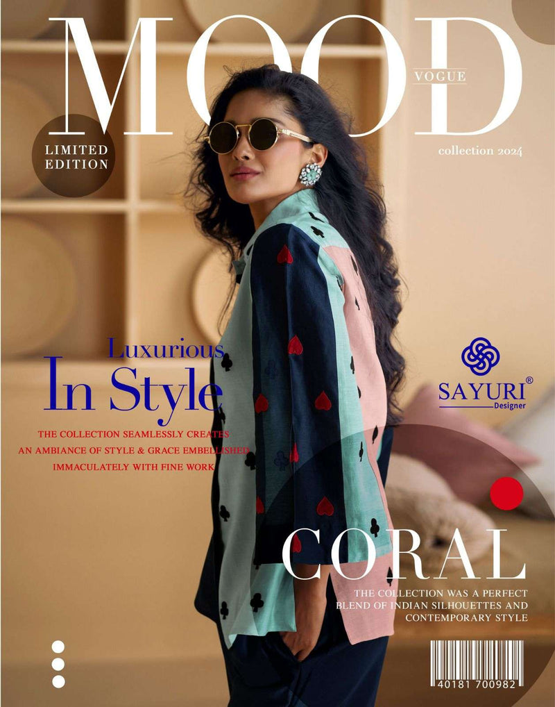Sayuri Designer Coral Silk Fancy Casual Wear Co Ord Set Collection