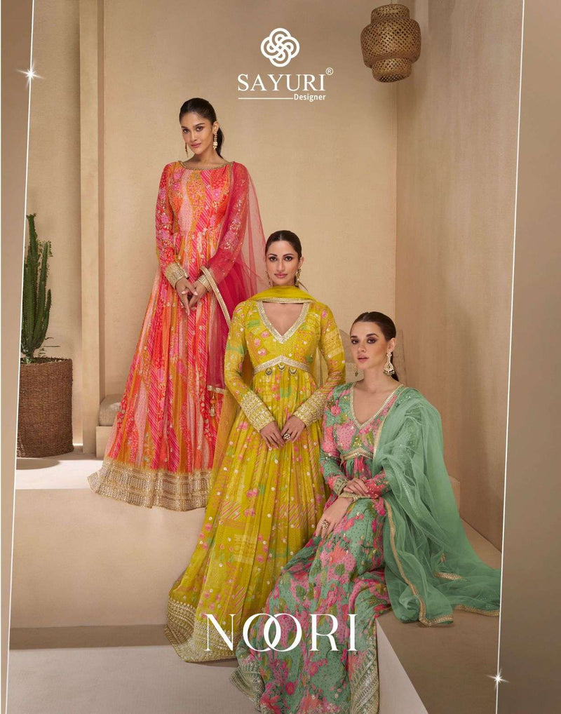 Sayuri Designer Noori Georgette Designer Anarkali Party Wear Dress With Net Duptta