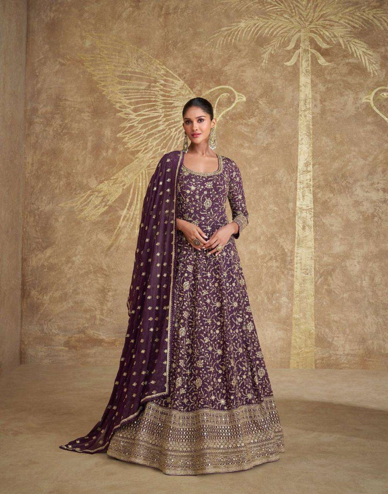 Sayuri Designer Royal Georgette Embroidered Wedding Wear Gown Collection