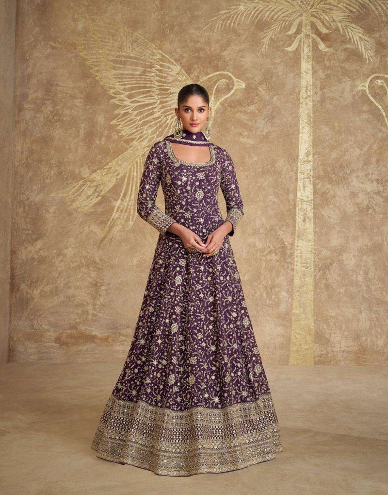 Sayuri Designer Royal Georgette Embroidered Wedding Wear Gown Collection