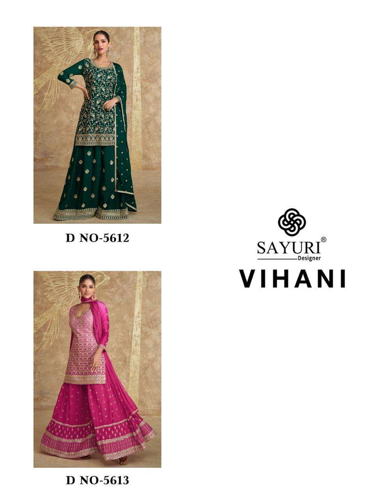 Sayuri Designer Vihani Chinon Silk Wedding Wear Suit Collection