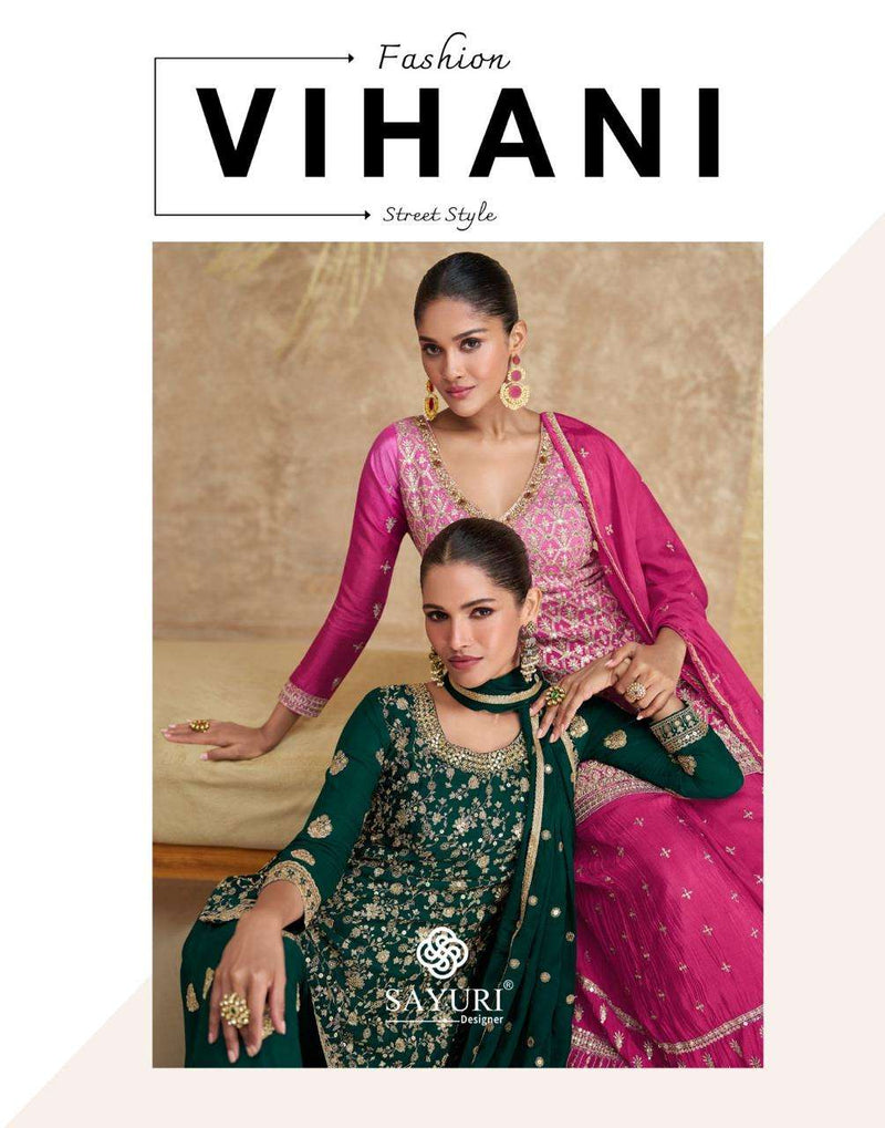 Sayuri Designer Vihani Chinon Silk Wedding Wear Suit Collection