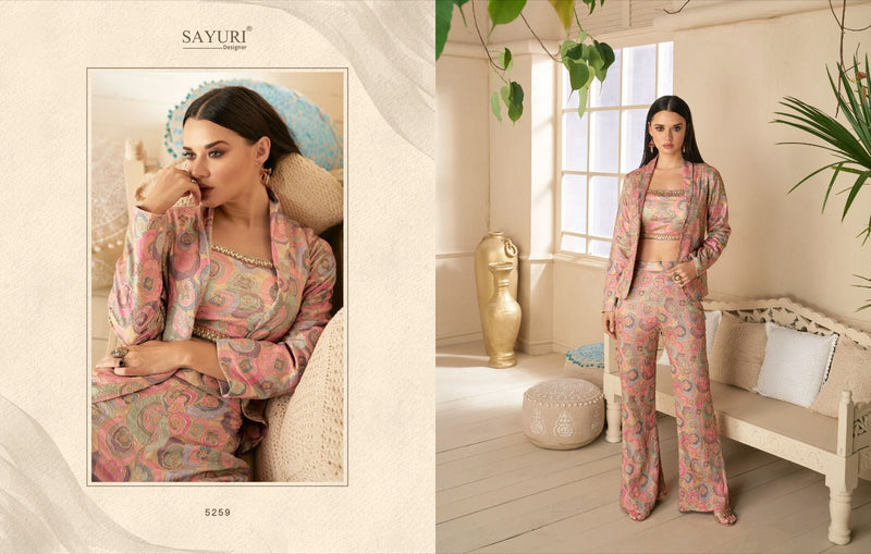 Sayuri Designer Spring Summer Chinon Position Printed Embroidery Work Heavy Designer Fancy Kurti