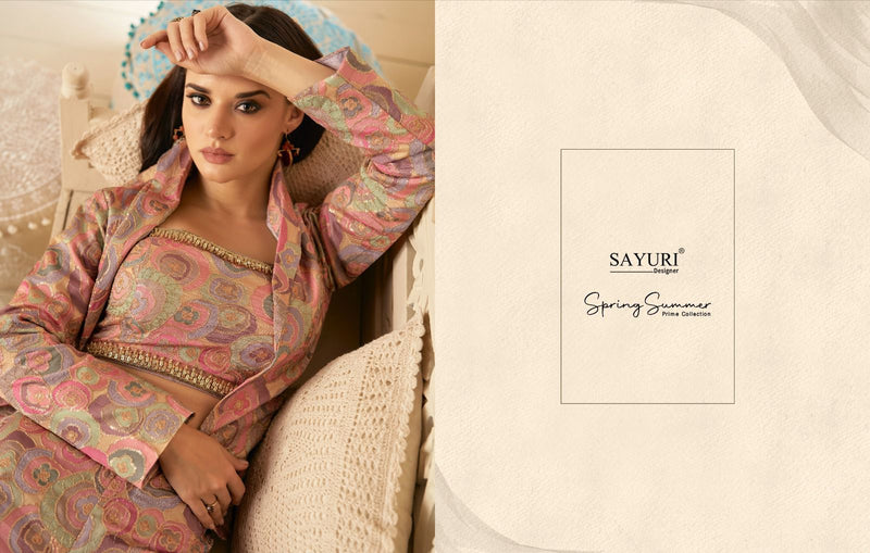 Sayuri Designer Spring Summer Chinon Position Printed Embroidery Work Heavy Designer Fancy Kurti