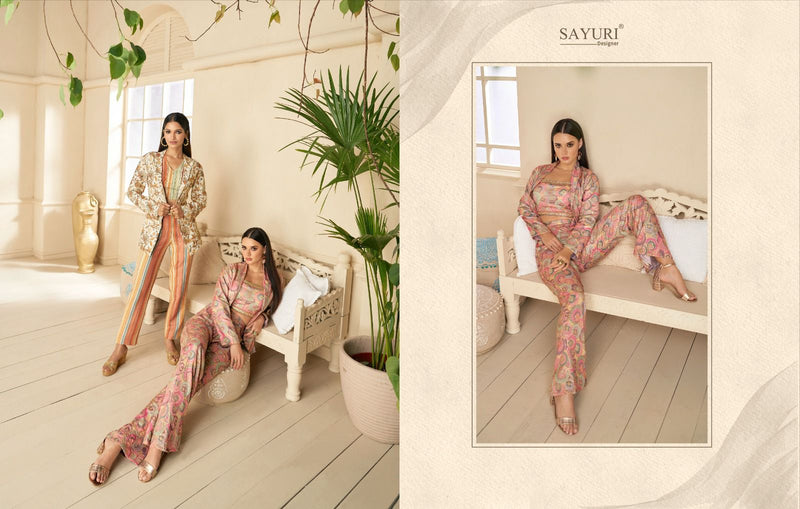 Sayuri Designer Spring Summer Chinon Position Printed Embroidery Work Heavy Designer Fancy Kurti