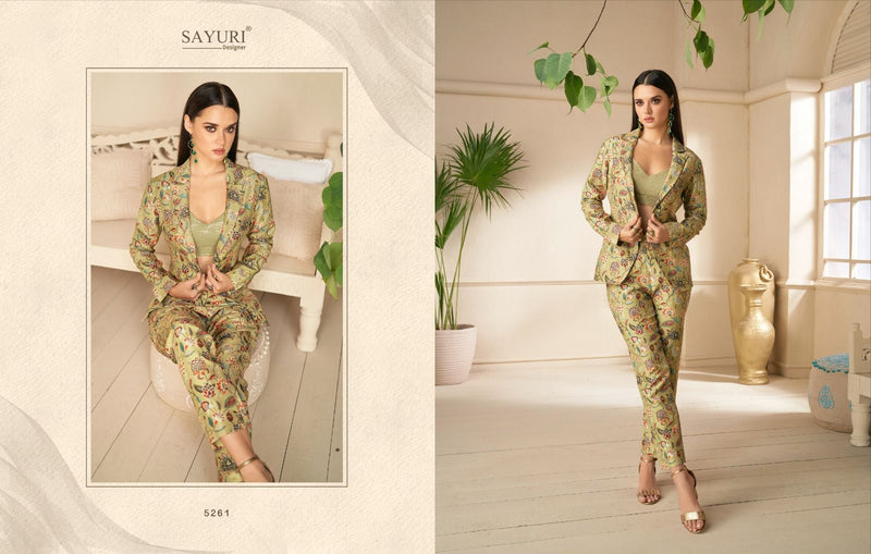 Sayuri Designer Spring Summer Chinon Position Printed Embroidery Work Heavy Designer Fancy Kurti