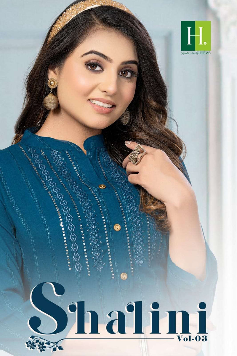 Hirwa Shalini Vol 3 Rayon With Embroidery Straight Kurtis Collection