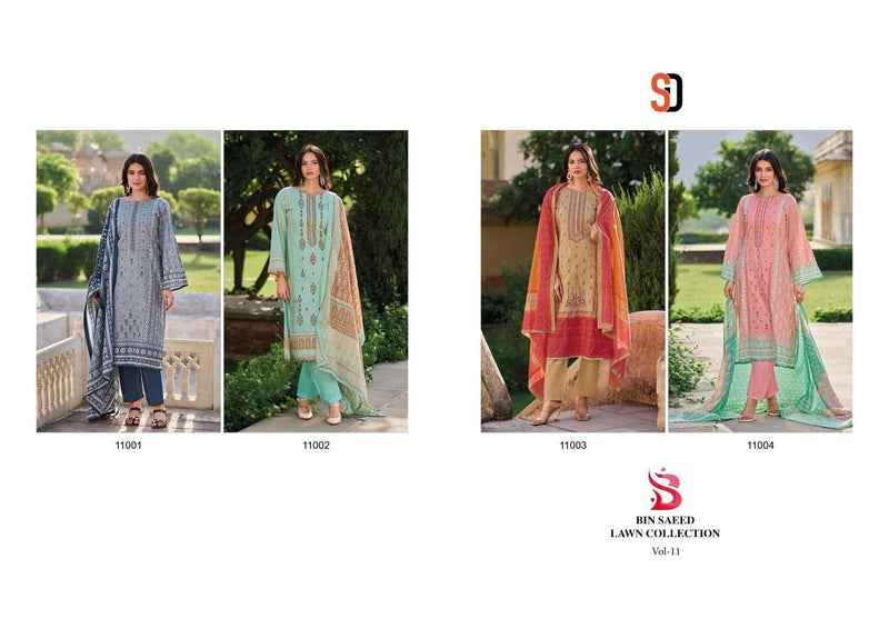Shraddha Designer Bin Saeed Lawn Collection Vol 11 Cotton Self Embroidery Casual Wear Suit