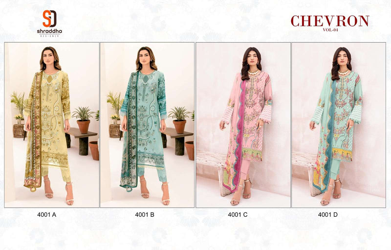 Shraddha Designer Chevron Vol 4 Cotton Self Embroidery Fancy Salwar Suit