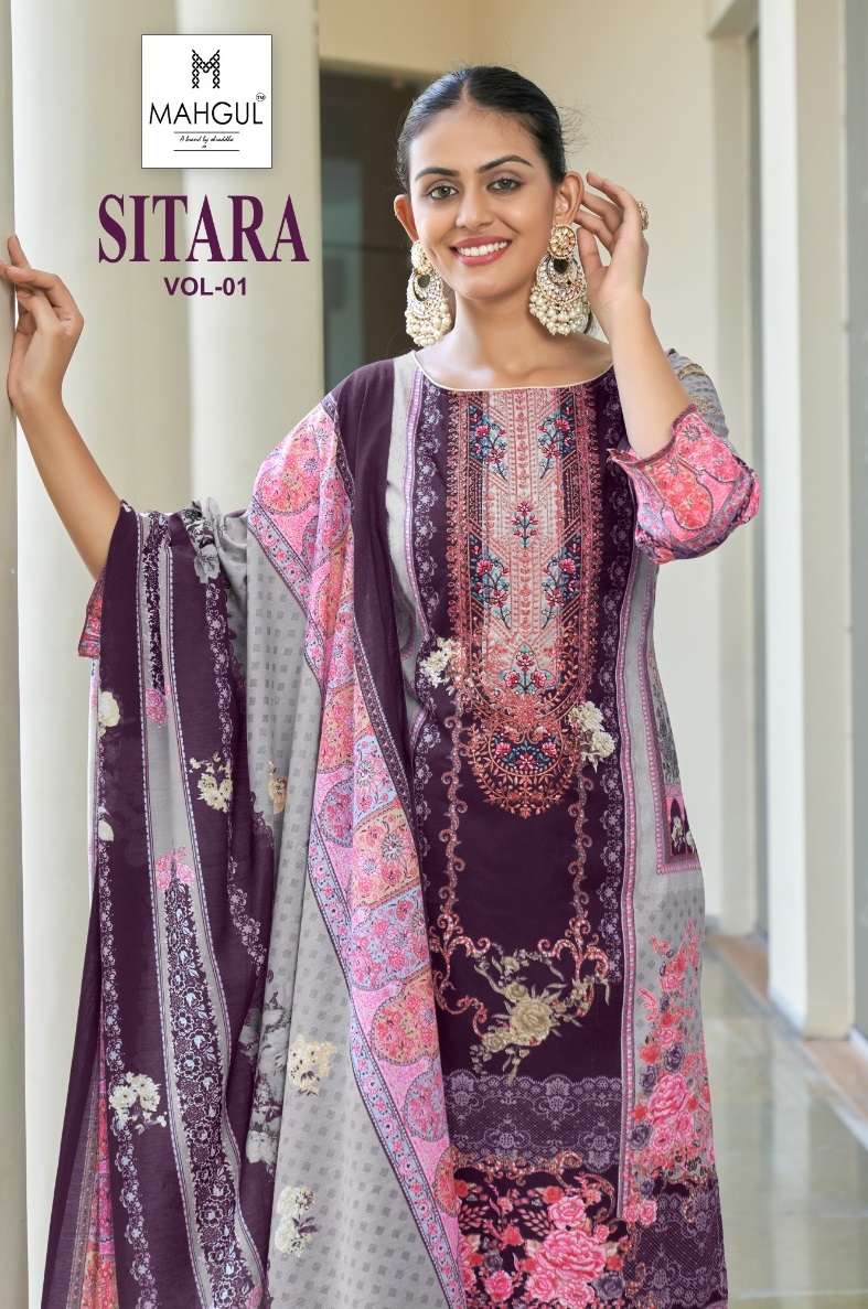 Mahgul Sitara Vol 1 Lawn Cotton Printed Embroidery Work Salwar Suit