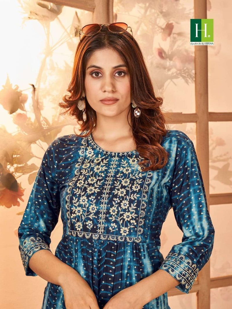 Shibori Vol 3 By Hirwa Festive Wear Fancy Nayra Cut Kurtis