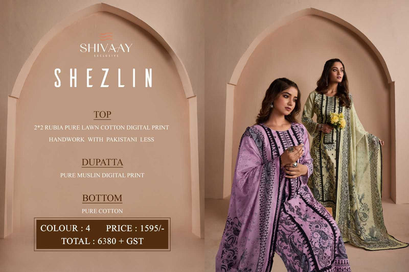 Shivay Shejlin Lawn Cotton Digital Print Handwork Salwar Suit For Festival Wear