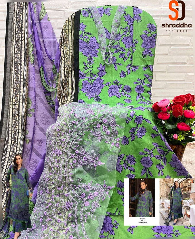 Shraddha Designer Hit Design M Print 16001 Ab Cotton Heavy Embroidery Salwar Suit