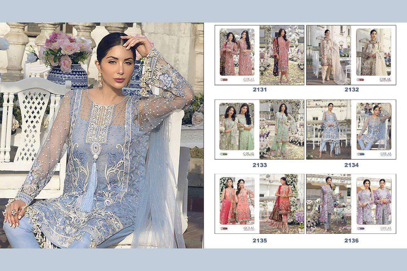 Shree Fab Gulal Embrodered Collection Net Fancy Work Salwar Suits