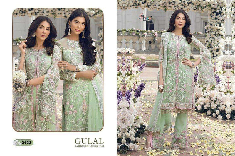 Shree Fab Gulal Embrodered Collection Net Fancy Work Salwar Suits