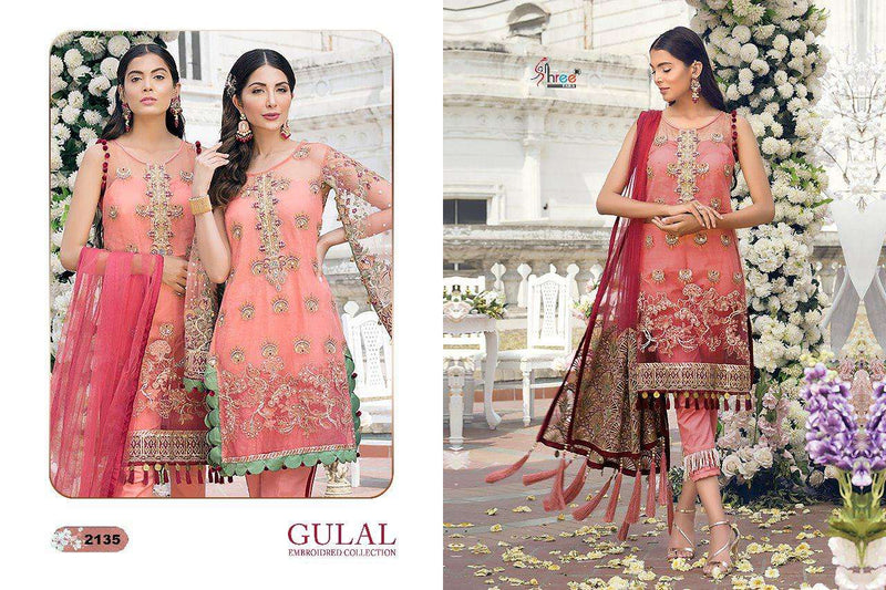 Shree Fab Gulal Embrodered Collection Net Fancy Work Salwar Suits