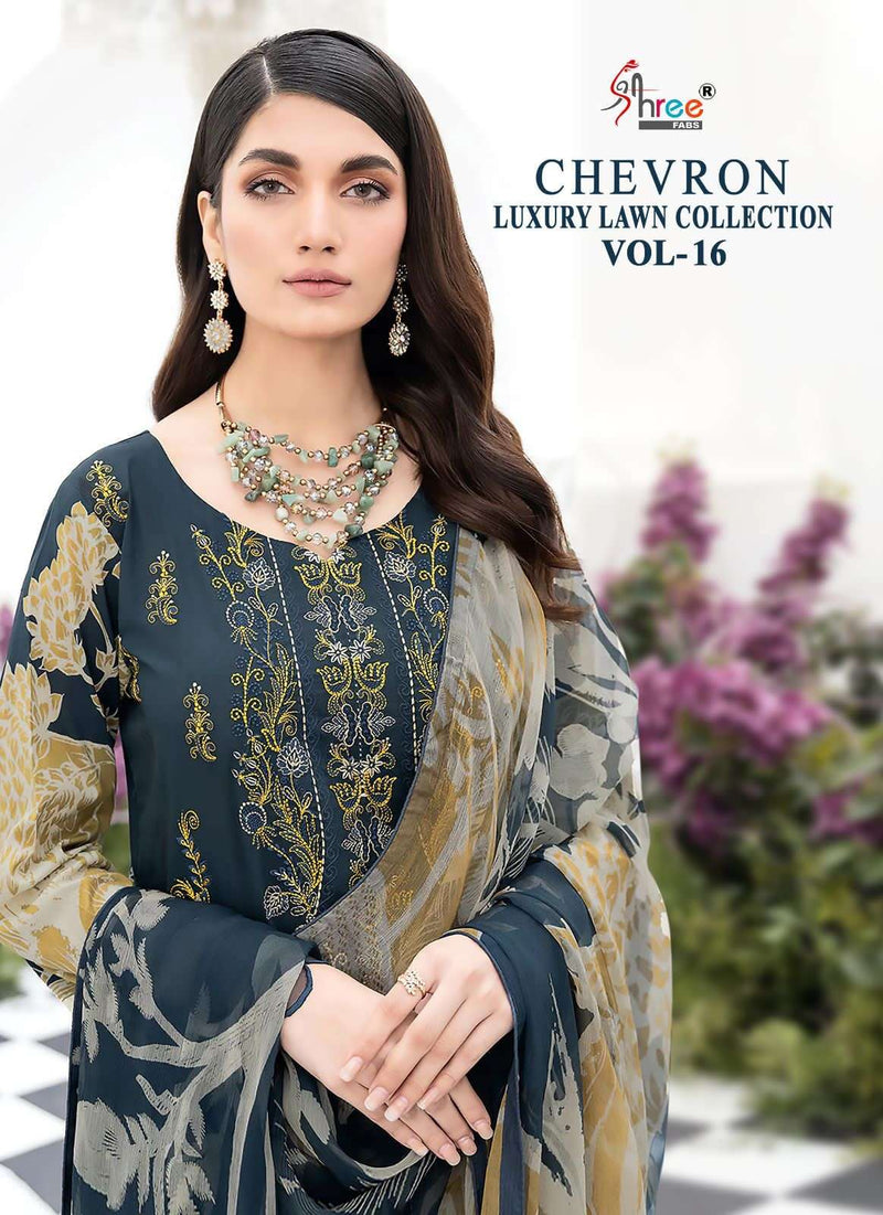 Shree Fabs Chevron Luxury Lawn Collection Vol 16 Designer Work Pakistani Salwar Suit