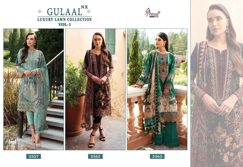 Shree Fab Gulaal Luxury Lawn Collection Vol 1 Nx Cotton Print Patches Embrodery Fancy Suit