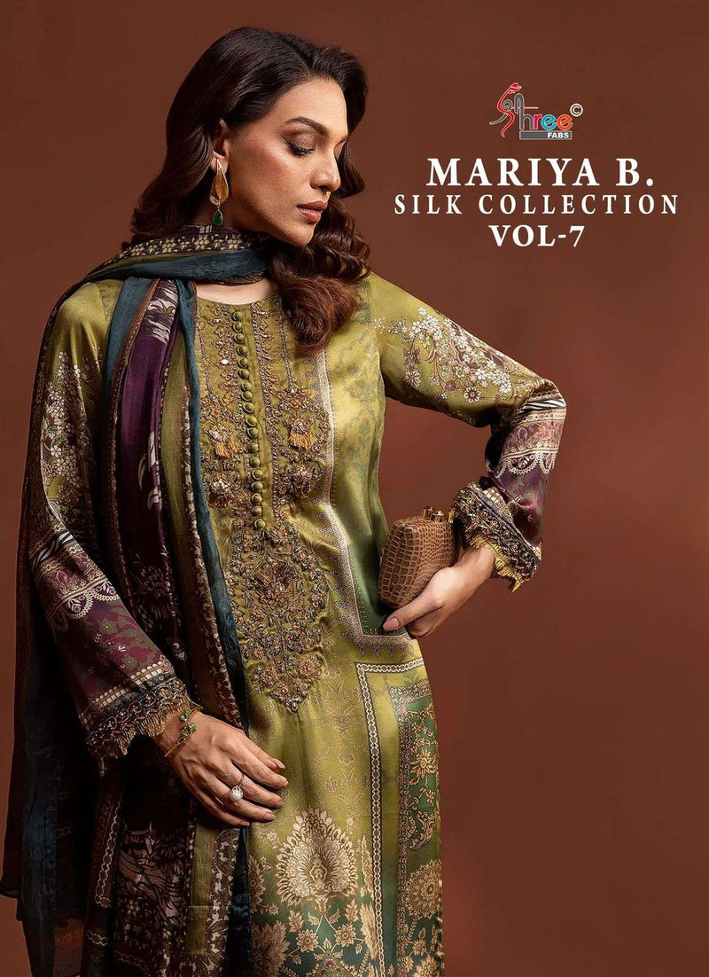 Shree Fab Maria B Silk Colection Satin Digital Print Fancy Salwar Kameez