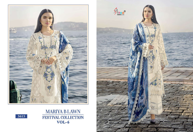 Shree Fabs Mariya B Lawn Festival Collection Vol 6 D No 3615  Lawn Cotton With Heavy Self Embrodery Salwar Suit
