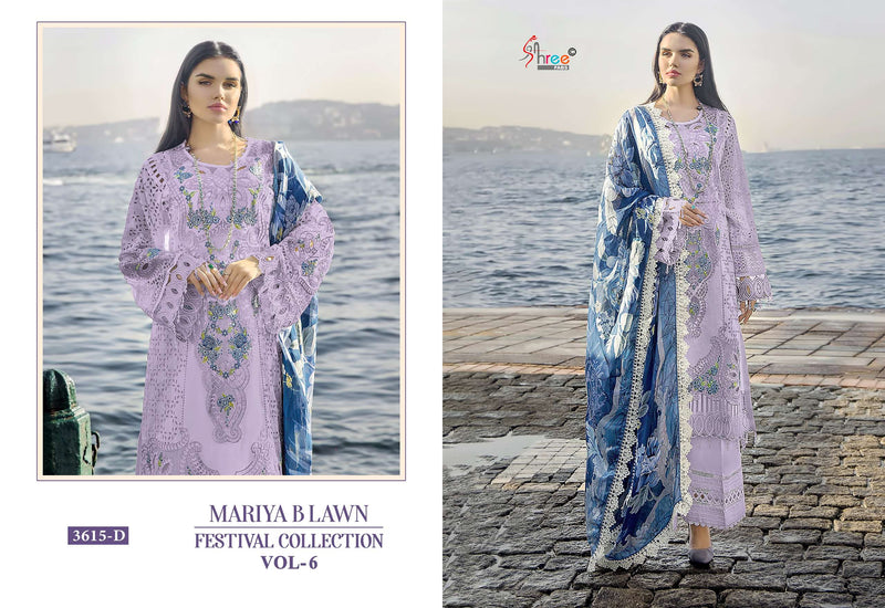 Shree Fabs Mariya B Lawn Festival Collection Vol 6 D No 3615  Lawn Cotton With Heavy Self Embrodery Salwar Suit
