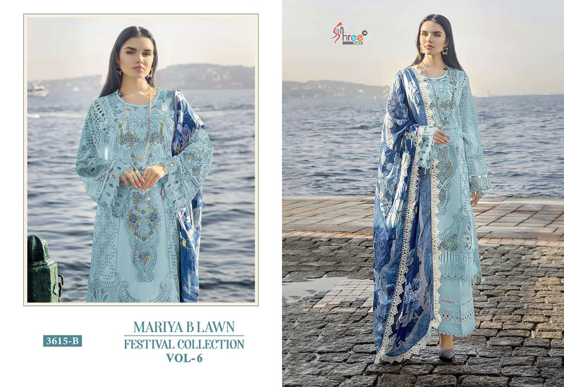 Shree Fabs Mariya B Lawn Festival Collection Vol 6 D No 3615  Lawn Cotton With Heavy Self Embrodery Salwar Suit