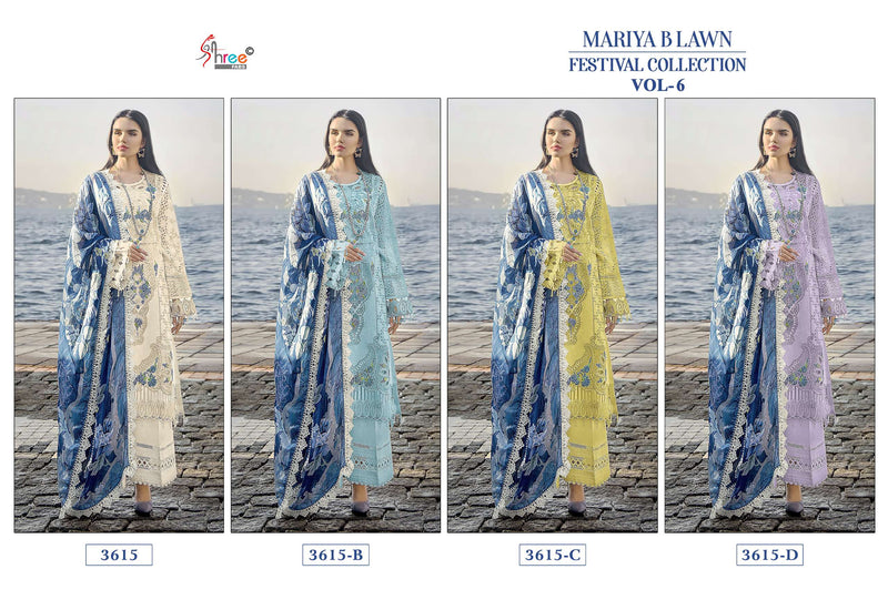 Shree Fabs Mariya B Lawn Festival Collection Vol 6 D No 3615  Lawn Cotton With Heavy Self Embrodery Salwar Suit