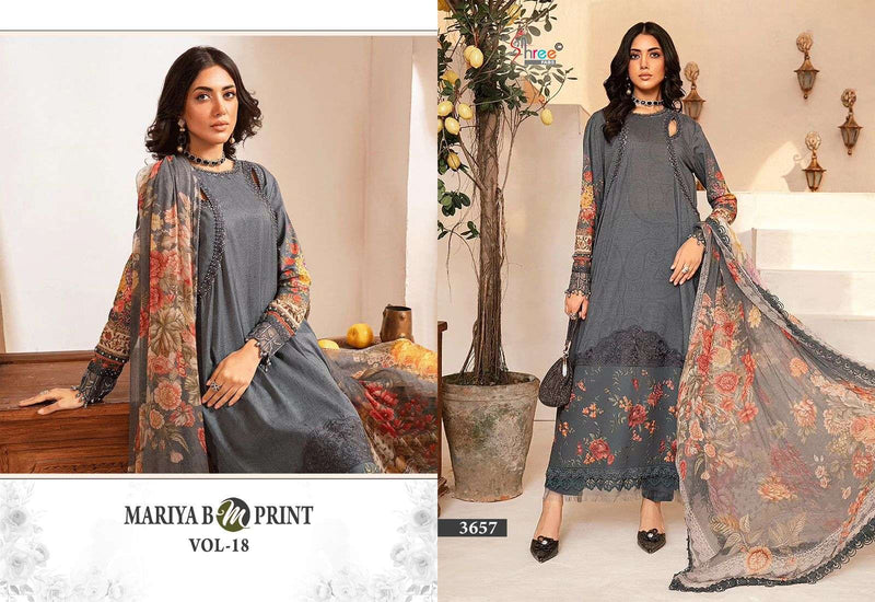 Shree Fab Mariya B M Print Vol 18 Cotton Print Embroidery Work Designer Salwar Kameez