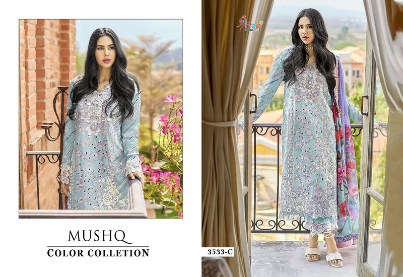 Shree Fab Mushq Color Collection 24 Lawn Cotton Semi Stitched Heavy Party Wear Salwar Suit