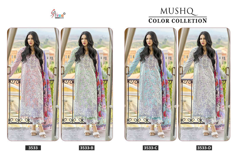Shree Fab Mushq Color Collection 24 Lawn Cotton Semi Stitched Heavy Party Wear Salwar Suit