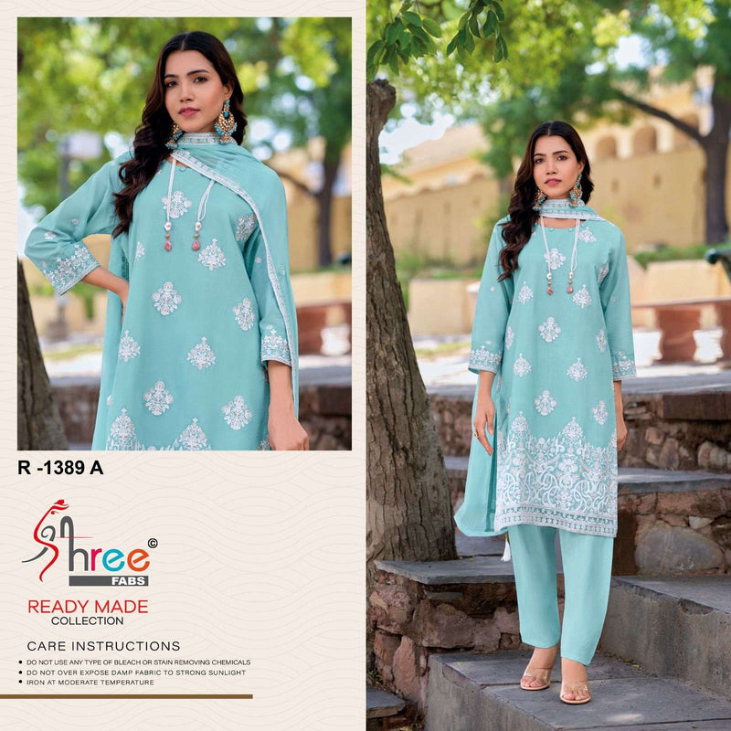 Shree Fab R 1389 Cambric Cotton Kashmiri Work Readymade Party Wear Suit