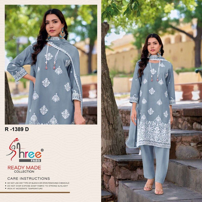 Shree Fab R 1389 Cambric Cotton Kashmiri Work Readymade Party Wear Suit