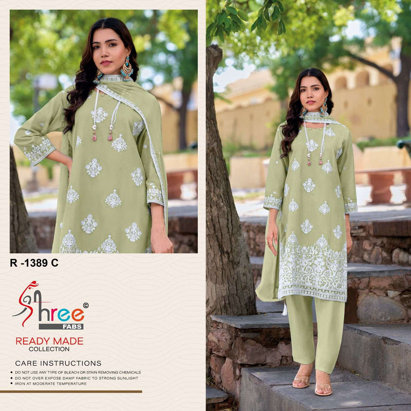 Shree Fab R 1389 Cambric Cotton Kashmiri Work Readymade Party Wear Suit