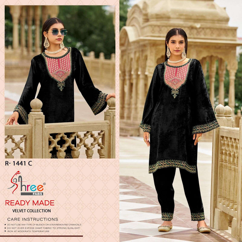 Shree Fabs R 1441 Viscose Velvet Kashmiri Work Designer Pret Kurti Set