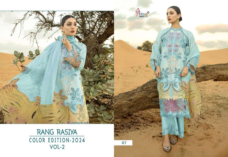 Shree Fab Rang Rasiya Color Edition 24 Vol 2 Lawn Cotton With Heavy Embrodery Salwar Suit