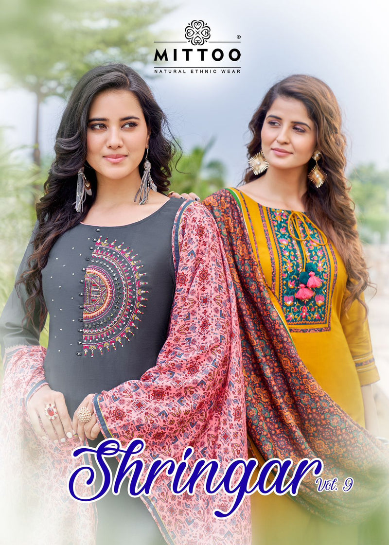 Mittoo Shringar Vol 9 Viscose Weaving Handwork Designer Fancy Wear Kurti