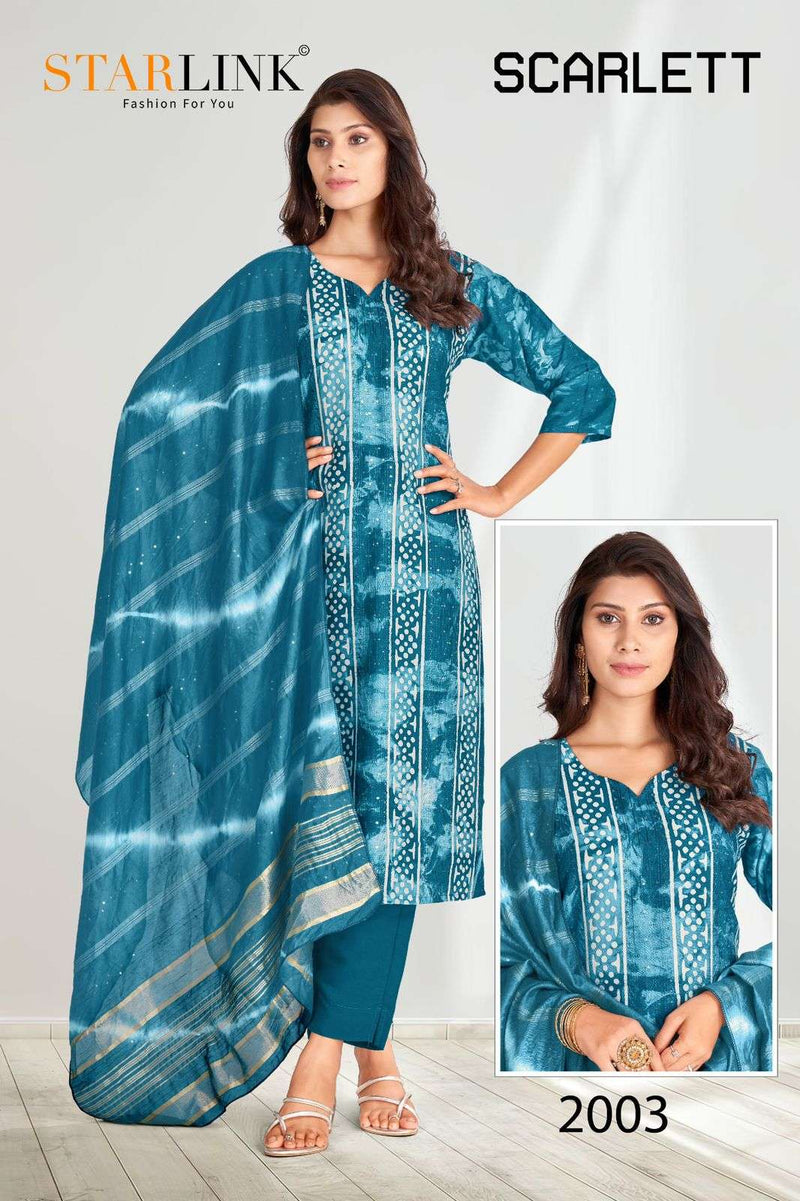 Starlink Scarlett Chanderi Embroidery Work Fancy Printed Salwar Kameez