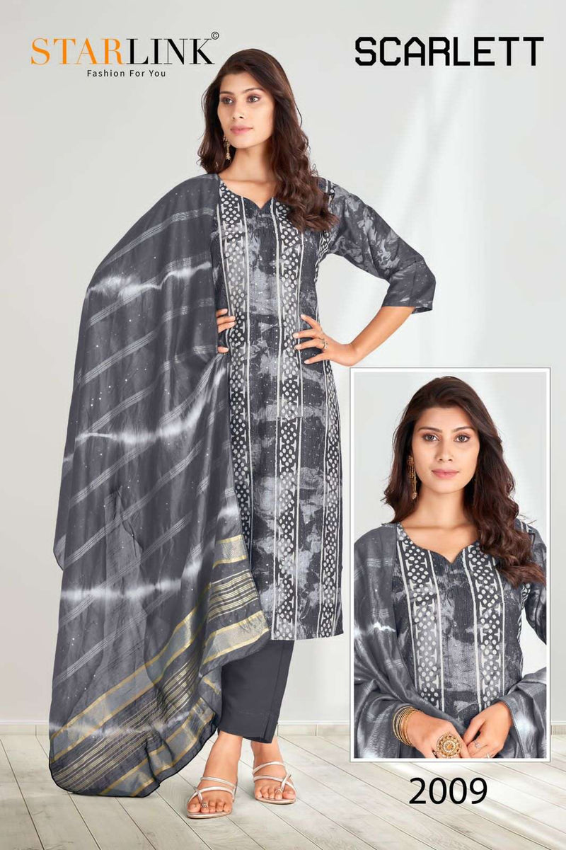 Starlink Scarlett Chanderi Embroidery Work Fancy Printed Salwar Kameez