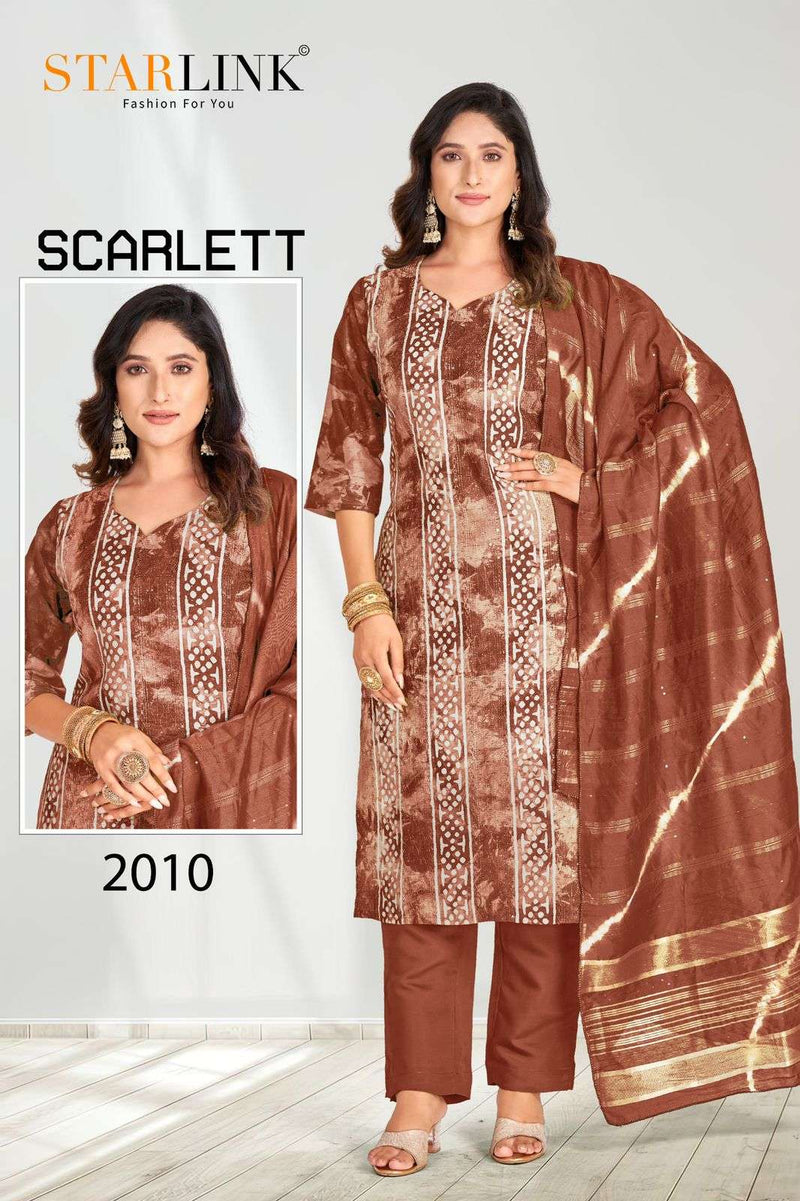 Starlink Scarlett Chanderi Embroidery Work Fancy Printed Salwar Kameez