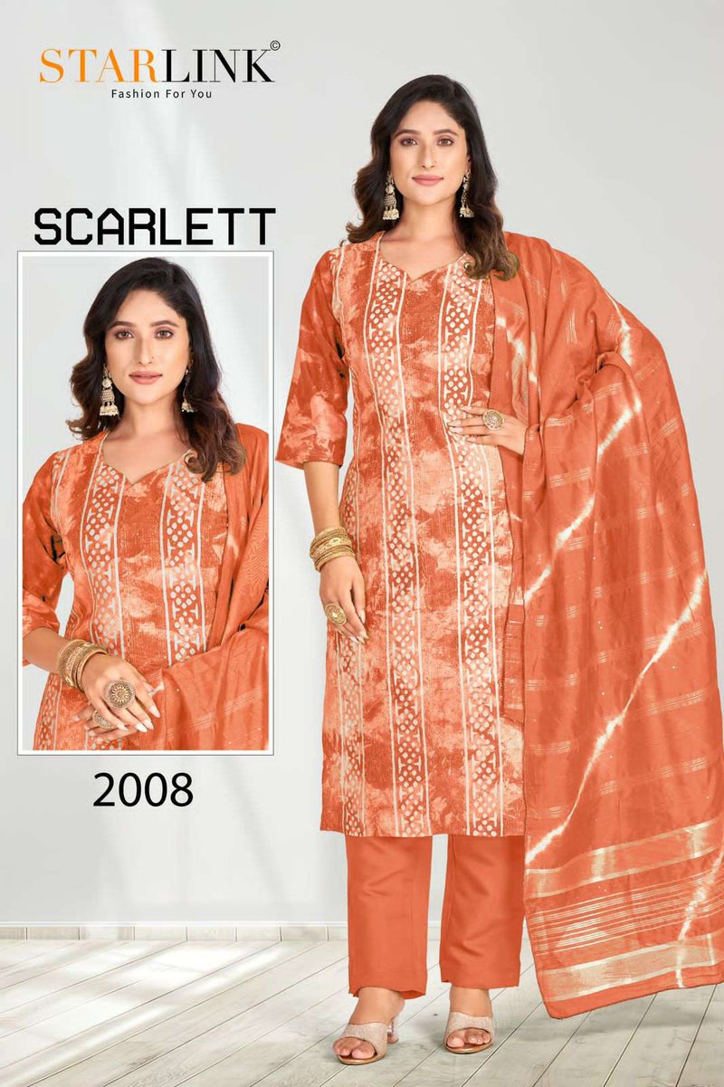 Starlink Scarlett Chanderi Embroidery Work Fancy Printed Salwar Kameez