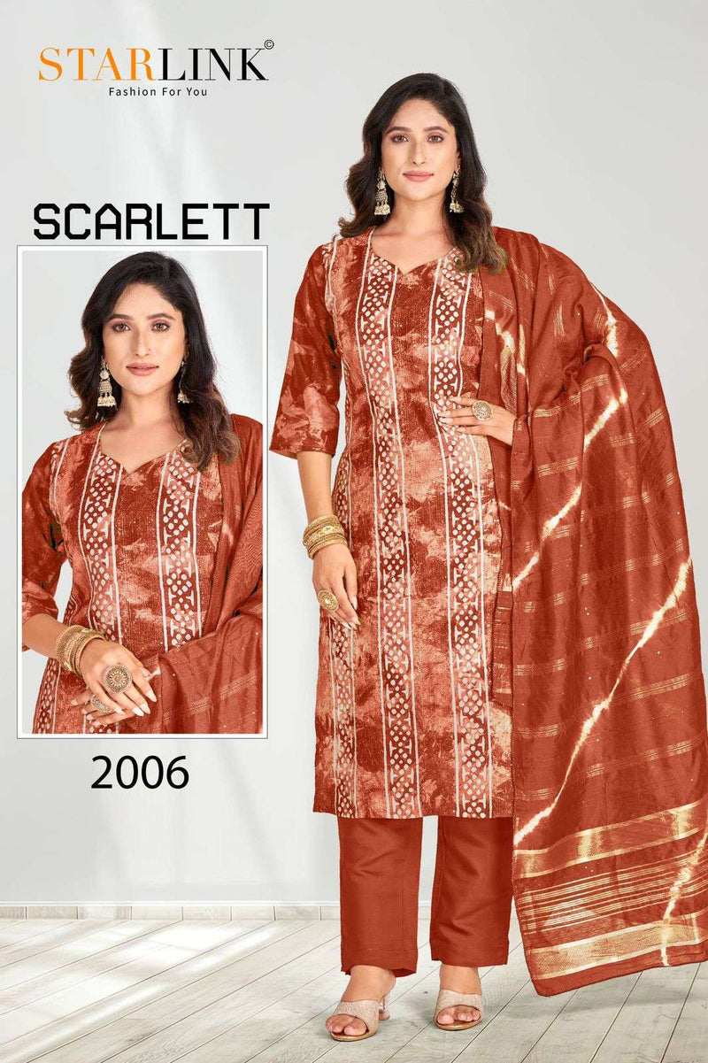 Starlink Scarlett Chanderi Embroidery Work Fancy Printed Salwar Kameez