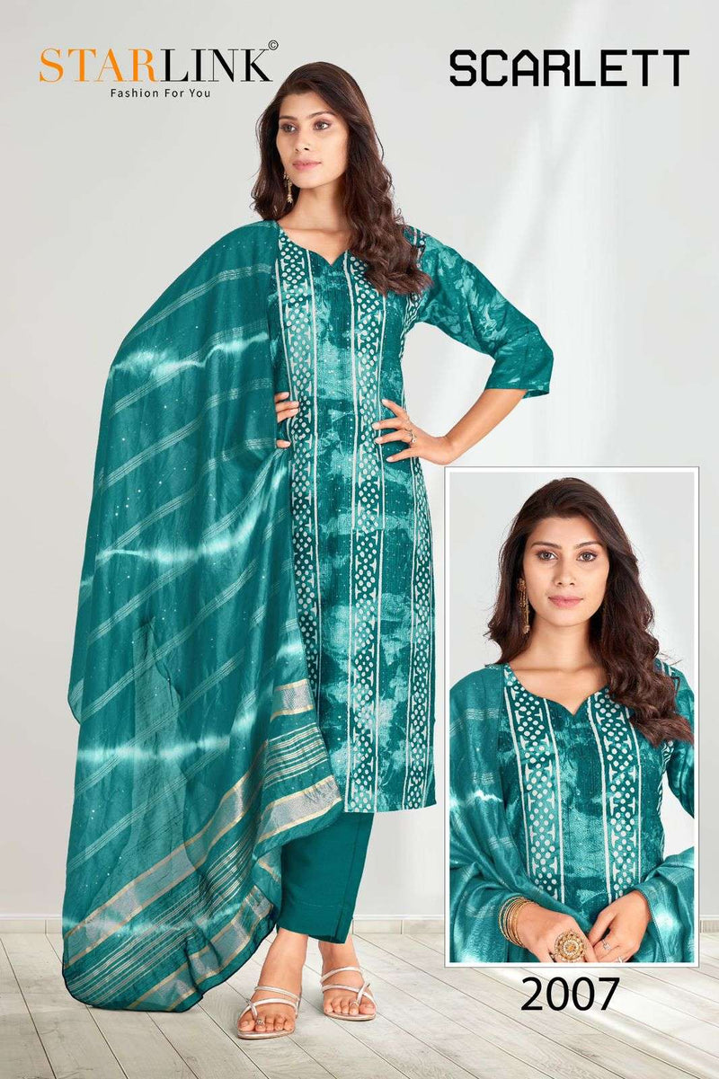 Starlink Scarlett Chanderi Embroidery Work Fancy Printed Salwar Kameez