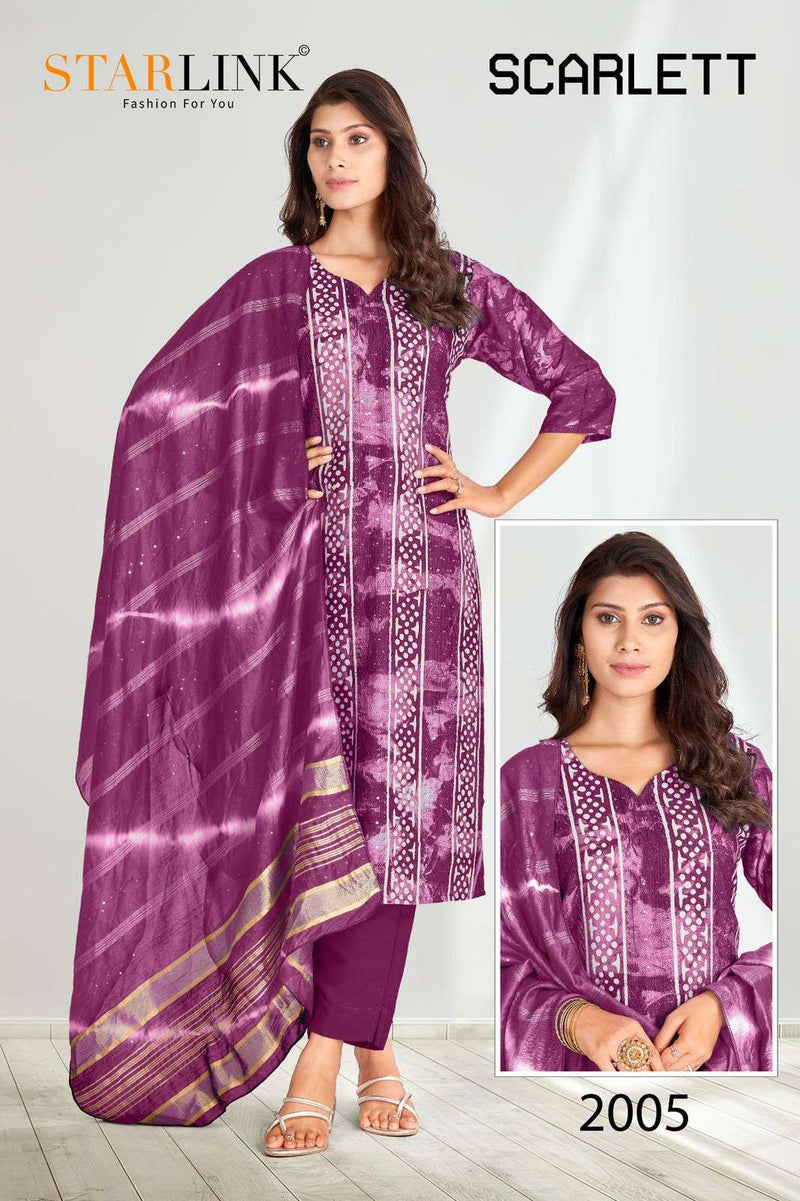 Starlink Scarlett Chanderi Embroidery Work Fancy Printed Salwar Kameez