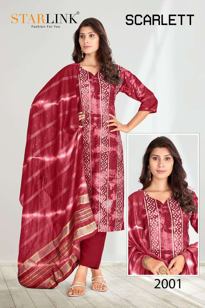 Starlink Scarlett Chanderi Embroidery Work Fancy Printed Salwar Kameez