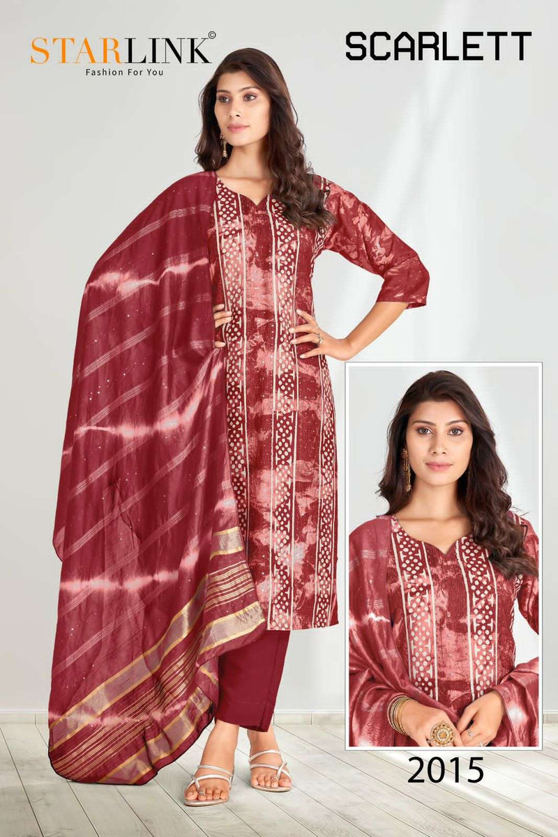 Starlink Scarlett Chanderi Embroidery Work Fancy Printed Salwar Kameez