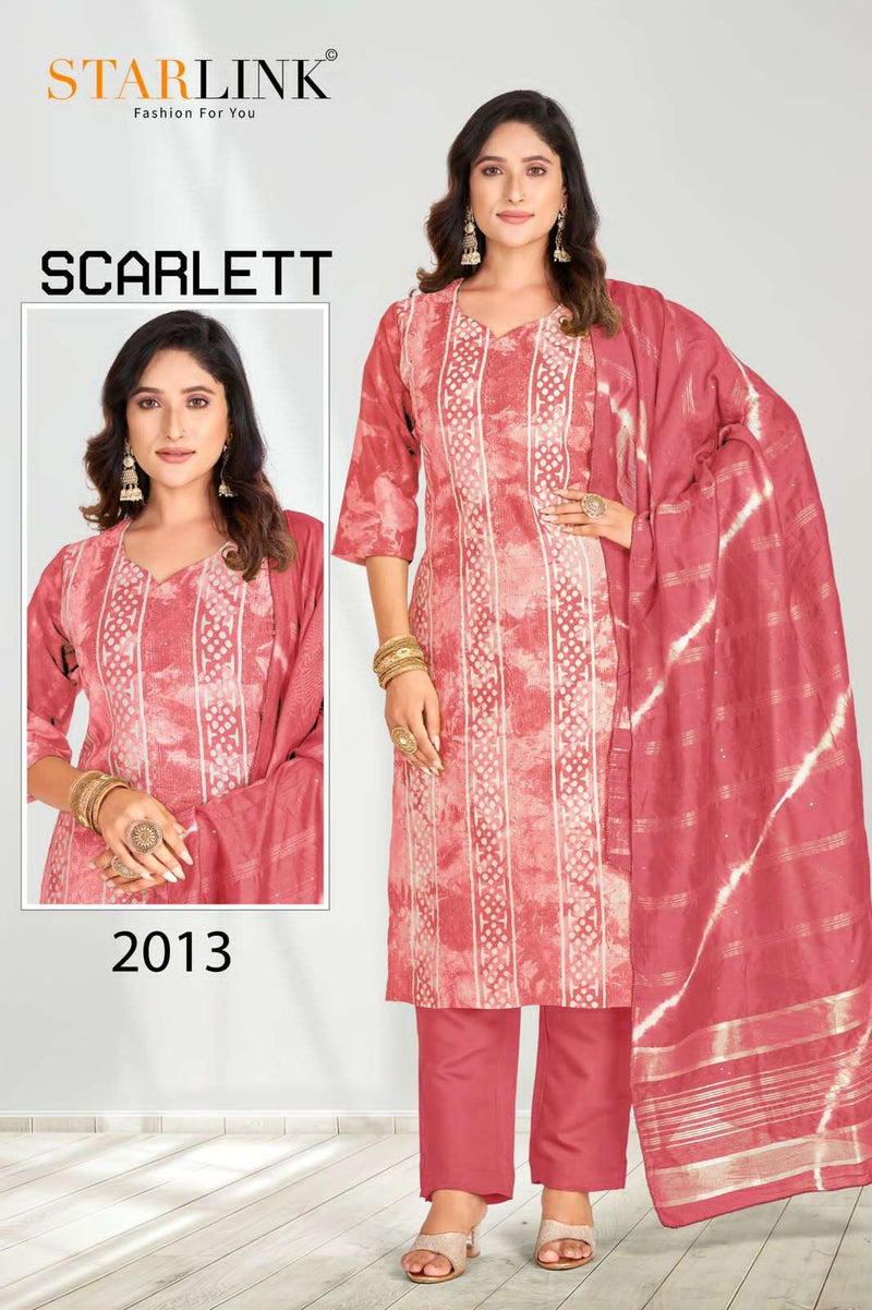 Starlink Scarlett Chanderi Embroidery Work Fancy Printed Salwar Kameez